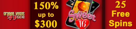 150% up to $300 and 25 free spins for Sweet 16 Slot at Grande Vegas Casino