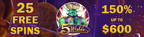 RTG Bonus - 25 Free Spins For 5 Wishes Slot